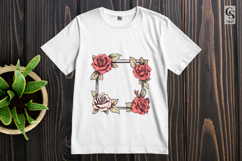 Vintage Rose Floral Frame Clipart Sublimation PNG Product Image 2