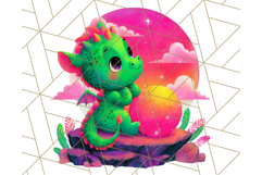 Cute Fantasy Dragon Clipart PNG, Bold Baby Dragon Clip Art Product Image 3