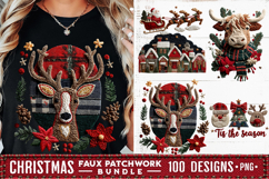 Christmas Patchwork Bundle 100 Designs PNGs Sublimation Product Image 7