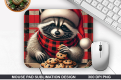 Racoon Mouse Pad Sublimation, Christmas Mouse Pad PNG Product Image 1