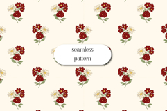 Vintage Floral Seamless Pattern, Daisy Bouquet Repeat JPG Product Image 1