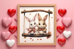 Valentine Animal On Swings Clipart, Valentine Animal Clipart Product Image 3