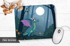 Vibrant Dragon in a Moonlit Forest Mouse Pad PNG Design Product Image 1