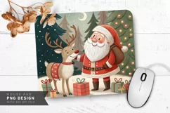 Santa and Reindeer in Cozy Setting Mouse Pad PNG Design Product Image 1