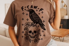 F-Caw-F Svg, Floral Skull Svg, Funny Halloween Crow Svg. Product Image 3