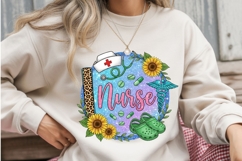 Nurse PNG with Sunflower, Nurse Galaxy Sublimation Design Product Image 3