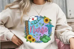 Nurse PNG with Sunflower, Nurse Galaxy Sublimation Design Product Image 3