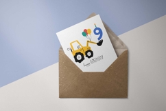 Ninth Birthday Excavator | Happy Birthday Card | EPS SVG PNG Product Image 3