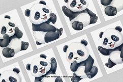 15 Bundle Watercolor Panda Animal Fat Black White Chinese Product Image 3