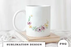 Watercolor flowers wreath PNG Product Image 3