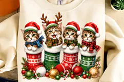 Christmas Cats PNG, Funny Christmas Sublimation, Xmas PNG Product Image 4