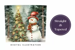 Christmas Tumbler Wrap, Christmas Snowman Sublimation PNG Product Image 3