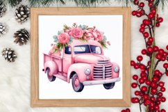 Pink Christmas Car clipart Sublimation, Christmas clipart Product Image 3