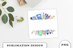 Watercolor School Supplies Frame png Product Image 1