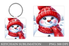Cute Snowman Keychain Design. Christmas Keychain Sublimation Product Image 1