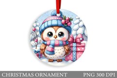 Christmas Owl Christmas Ornament. Christmas Owl Sublimation Product Image 1