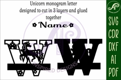 Unicorn Capital Monogram Letter name sign W SVG Product Image 3