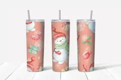 Christmas cute snowman Skinny tumbler wrap design Product Image 5