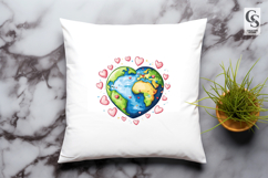 Heart Shaped World Map Watercolor Clipart Sublimation PNG Product Image 3