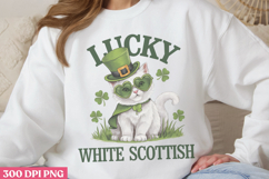 Lucky White Scottish PNG, St Patricks Day Cat Sublimation Product Image 3
