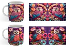 3D Owl and Flowers Mug Wrap | Sublimation Coffee Cup Product Image 5