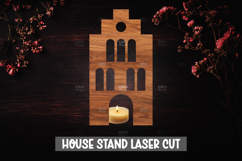 3D House Christmas Candle Holder Laser Cut Design Product Image 1