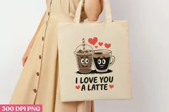 I love you a latte PNG, Retro Valentine Sublimation PNG Product Image 1