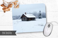Winter Wonderland with Snowman and Stars Mouse Pad PNG Product Image 1