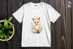 Watercolor Floral Fox Clipart Sublimation PNG Product Image 2