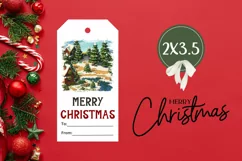 Pixel Art Winter Gift Tag PNG, Christmas Village Gift Tag Product Image 3