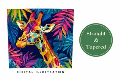 Giraffe Tumbler Wrap, Neon Tropical Leaves Tumbler Template Product Image 3