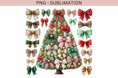 Colorful Coquette Christmas Tree PNG, Winter Sublimation Product Image 4