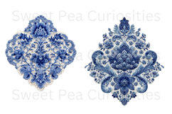 Blue Toile, Ephemera, PNG, Clipart, Junk Journal, flowers Product Image 3