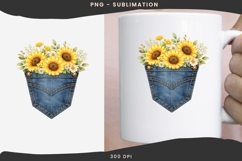 Denim pocket sunflowers png design for T-shirts Product Image 3