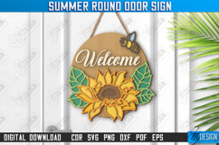 Summer Round Door Sign Laser Cut Bundle, Wooden Welcome Sign Product Image 5
