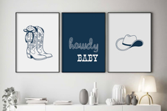 Blue Coquette Bow Cowboy Boots Set of 3 Prints Product Image 3