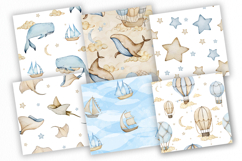 Watercolor Whale Seamless Patterns Product Image 3