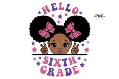 Hello Sixth Grade Girl SVG PNG Glitter Afro Girl Design Product Image 3
