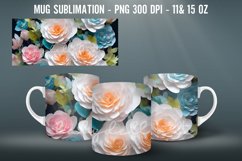 3D Flowers Mug Sublimation PNG Mug Wrap Product Image 3