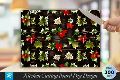 Holly & Ivy Elegant Dark Wood Cutting Board PNG Design Product Image 1