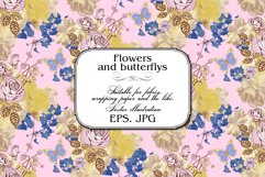 Colorful flowers and butterfly. Seamless pattern. Product Image 2