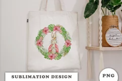 Rabbit and Tropical Floral wreath PNG Product Image 3