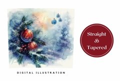 Watercolor Christmas Tumbler Design, Christmas Tree Tumbler Product Image 3