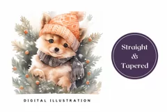 Christmas Tumbler Wrap, Watercolor Christmas Dog Tumbler PNG Product Image 3