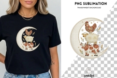 Farm Animals Moon PNG | Cow Sheep Chicken Clipart | Boho Product Image 1