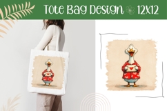 Cartoon Goose Illustration, Funny Goose Tote Bag Sublimation Product Image 1
