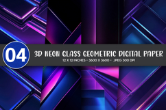 3D Neon Glass Geometric Digital Paper Product Image 1