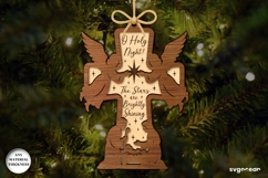 Nativity Cross Ornament Laser Cut | Bible Quotes | SVG Product Image 1