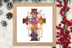 Christmas Cross Watercolor Clipart, Jesus Christ Clipart Product Image 3