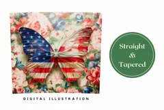 Butterfly Tumbler Wrap, American Flag Tumbler Sublimation Product Image 3